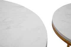 Table ronde Simply Marbre Blanc métal doré