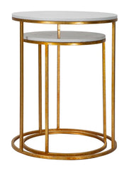 Table ronde Simply Marbre Blanc métal doré