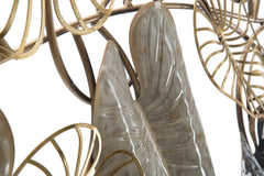 Panneau mural métallique feuilles 3D motifs géométriques et floraux