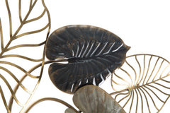 Panneau mural métallique feuilles 3D motifs géométriques et floraux