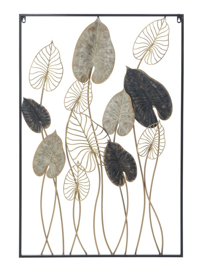 Panel metálico Hojas Century Negro y dorado