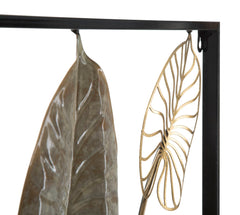 Panneau en métal feuilles Century Noir et doré