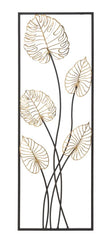 Panneau décoratif en métal Luxy motifs feuilles Doré cadre Noir