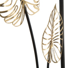Panneau décoratif en métal Luxy motifs feuilles Doré cadre Noir