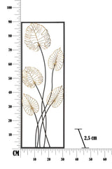 Panneau décoratif en métal Luxy motifs feuilles Doré cadre Noir