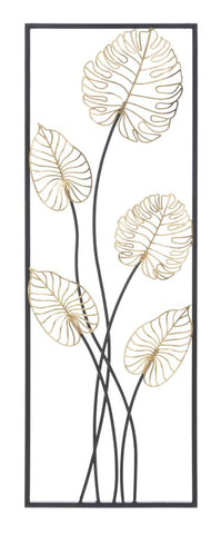 Panneau rectangulaire en métal motifs géométriques et fleurs
