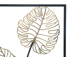 Panneau rectangulaire en métal motifs géométriques et fleurs