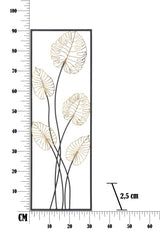 Panneau rectangulaire en métal motifs géométriques et fleurs