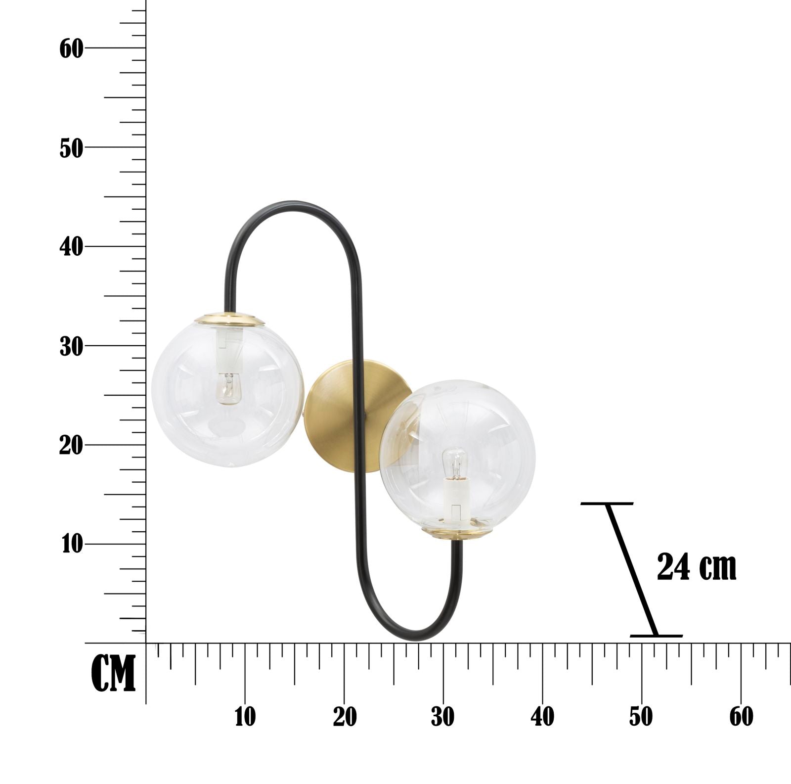 WALL LAMP IRON BLACK CM 36x24x45
