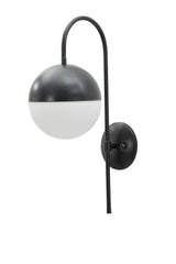 Applique murale en métal Noir avec sphère en verre Blanc