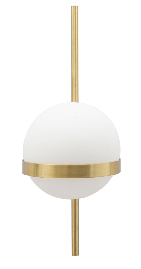 Aplique de metal dorado con esfera de cristal blanco y decoración de círculo dorado