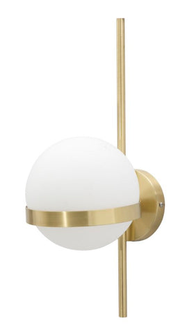 Aplique de metal dorado con esfera de cristal blanco y decoración de círculo dorado