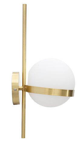 Aplique de metal dorado con esfera de cristal blanco y decoración de círculo dorado