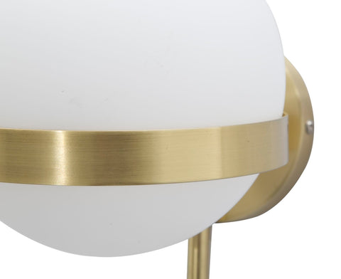 Aplique de metal dorado con esfera de cristal blanco y decoración de círculo dorado