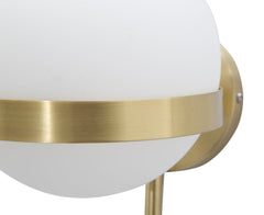 Applique en métal doré avec sphère en verre blanc décor cercle doré