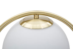 Lampe de table Glamy en métal doré avec sphère en verre blanc