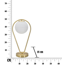 Lampe de table Glamy en métal doré avec sphère en verre blanc