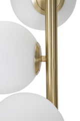Lampe sur pied 5 lumières Glamyy Métal doré et noir sphères en verre blanc