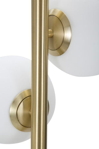Lampe sur pied 5 lumières Glamyy Métal doré et noir sphères en verre blanc
