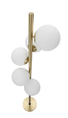 Lampe sur pied 5 lumières Glamyy Métal doré et noir sphères en verre blanc