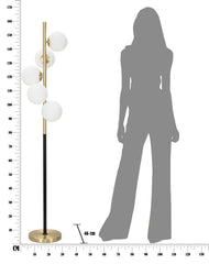 Lampe sur pied 5 lumières Glamyy Métal doré et noir sphères en verre blanc