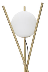 Lampe sur pied Glamy métal doré sphère en verre blanc
