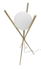 Lampe sur pied Glamy métal doré sphère en verre blanc