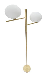 Lampe sur pied à 2 lumières Glamy Métal Doré et Verre Blanc