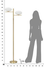 Lampe sur pied à 2 lumières Glamy Métal Doré et Verre Blanc