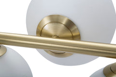 Lampe de plafond 7 lumières Glamy métal doré et sphères en verre blanc