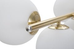 Lampe de plafond 7 lumières Glamy métal doré et sphères en verre blanc