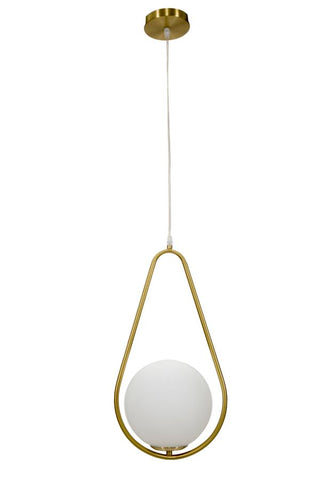 Lampe de plafond Glamy sphère en verre blanc et métal doré