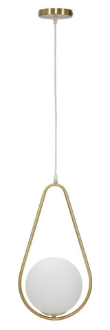 Lampe de plafond Glamy sphère en verre blanc et métal doré