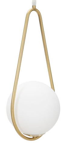 Lampe de plafond Glamy sphère en verre blanc et métal doré