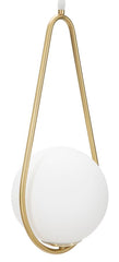 Lampe de plafond Glamy sphère en verre blanc et métal doré