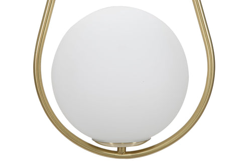 Lampe de plafond Glamy sphère en verre blanc et métal doré
