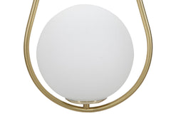 Lampe de plafond Glamy sphère en verre blanc et métal doré