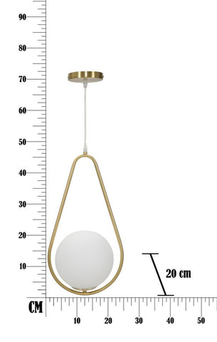 Lampe de plafond Glamy sphère en verre blanc et métal doré