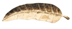 Plateau en métal doré forme feuille