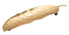 Plateau en métal doré forme feuille