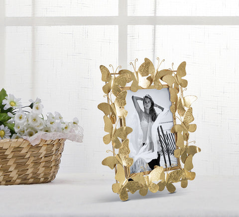 Cadre photo métal doré décor papillons