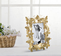 Cadre photo métal doré décor papillons