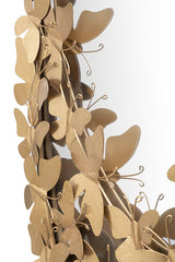 Miroir mural ovale décoré Papillon cadre doré