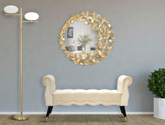 Miroir mural rond Papillon cadre doré