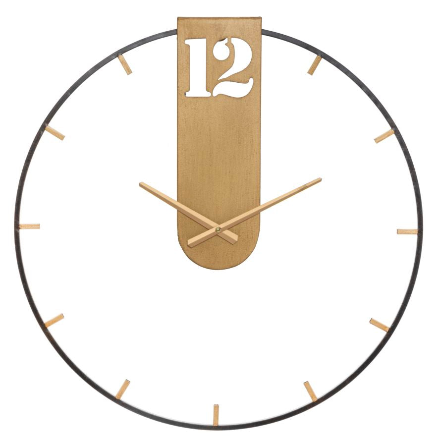 Horloge murale métal noir et doré