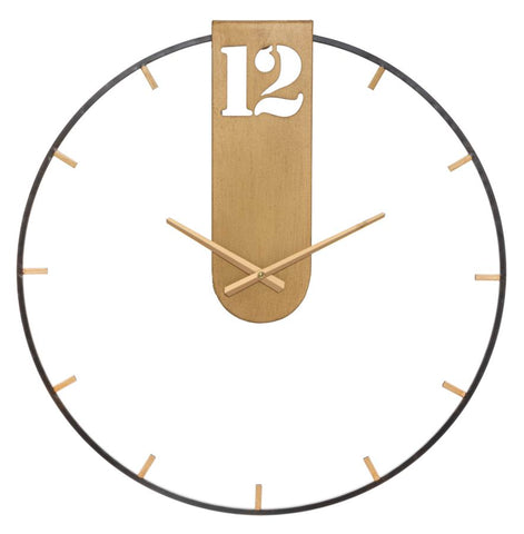 Horloge murale métal noir et doré