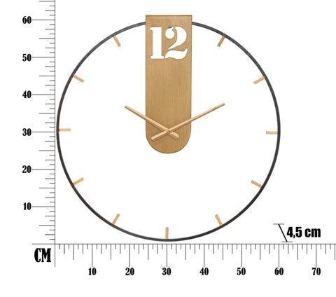 Horloge murale métal noir et doré