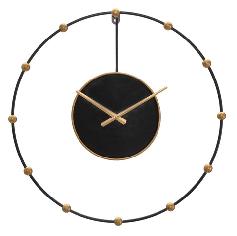 Horloge murale métal noir et doré
