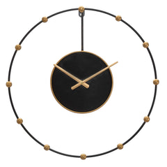 Horloge murale métal noir et doré
