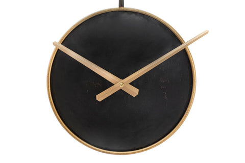 Horloge murale métal noir et doré